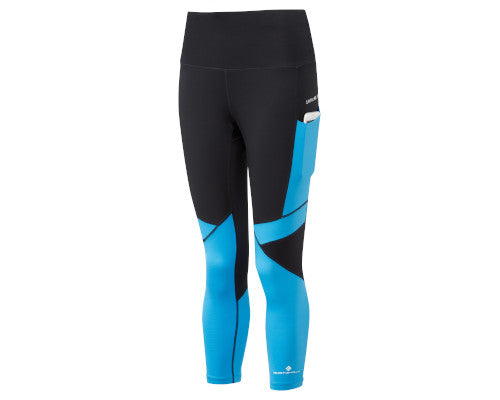 Ronhill Stride Revive Crop Tight - Black/Sky Blue
